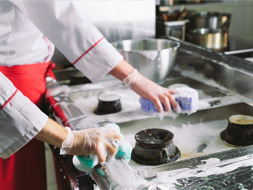 Cleaning Restaurant Stovetop